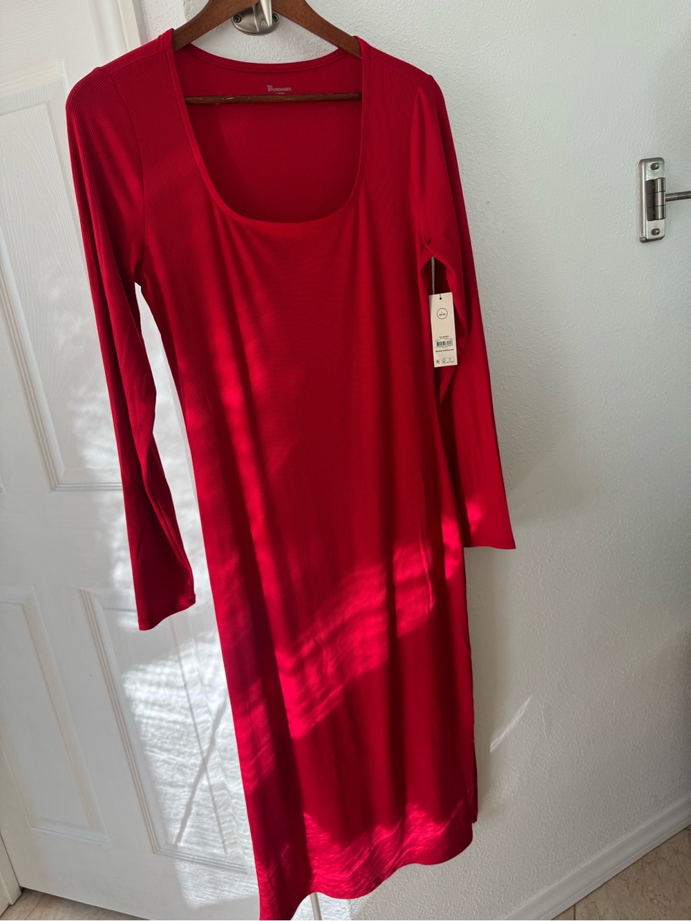 No Boundaries Red Long-Sleeve Scoop Neck Knit Dress